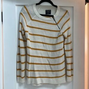 Abercrombie Women's Sweater - Cream and Brown Stripes